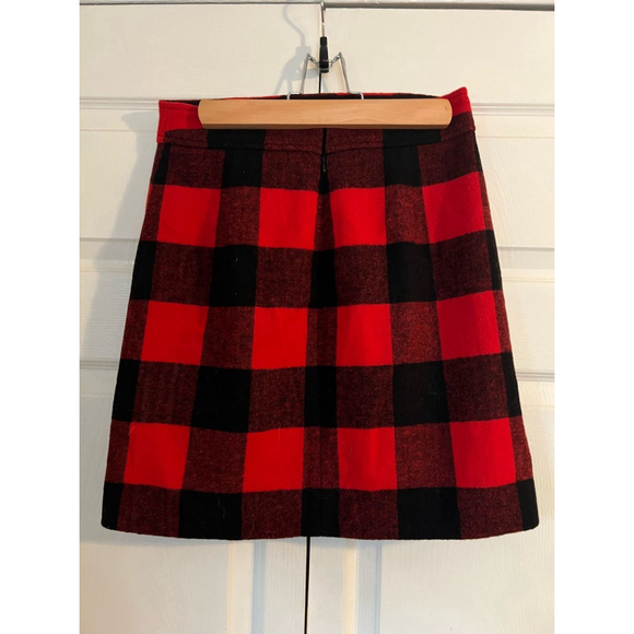 J. Crew Red Black Buffalo Check Wool Skirt - Picture 4 of 4